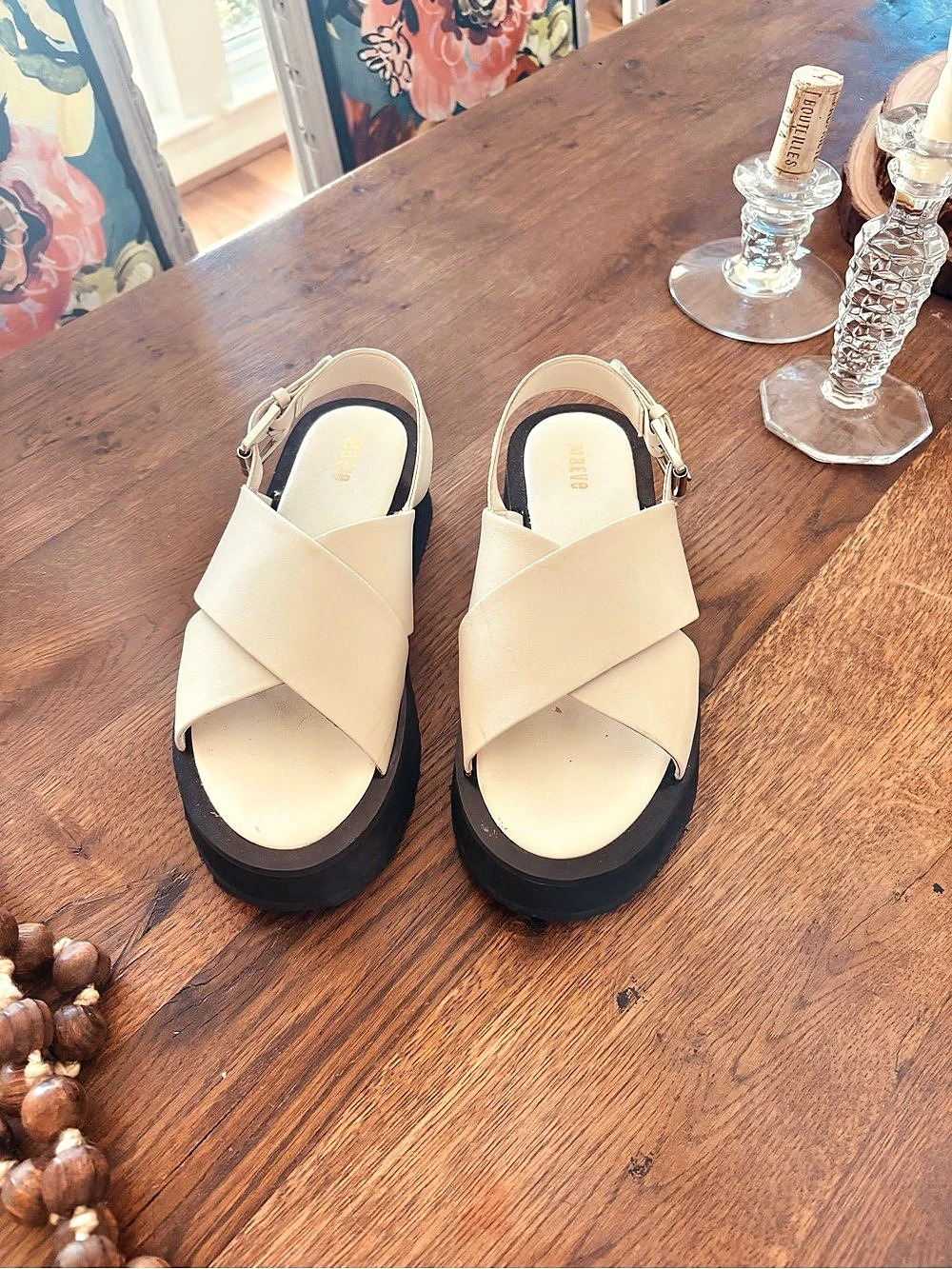 Maeve for Anthropologie The Chrissy Platform Sandals Cream Like New